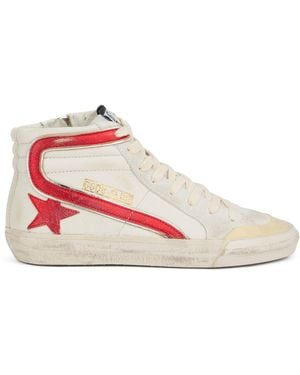 Golden Goose High Leather Trainer Slides - Red