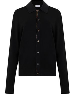 Burberry Long Sleeve Polo With Buttons - Black