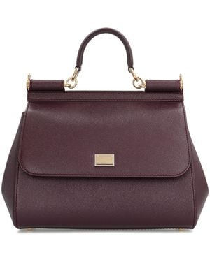 Dolce & Gabbana Sicily Big Leather Handbag - Purple
