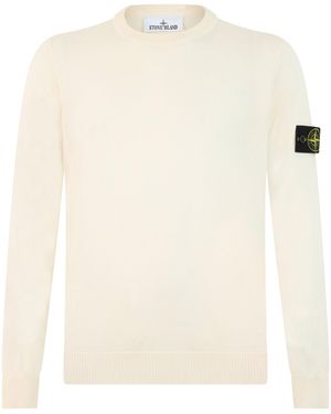 Stone Island Round Neck Jumper With Long Sleeves - White