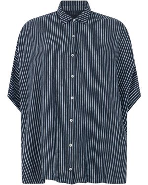 120% Lino Loose Linen Shirt - Blue