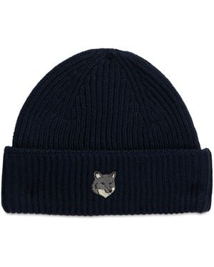 Maison Kitsuné Berretto con risvolto - Blu