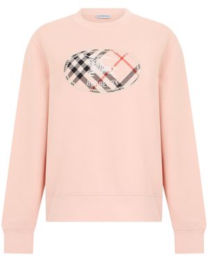 Burberry Felpa in cotone con logo - Rosa