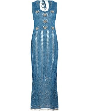 Rabanne Midi Dress Crochet - Blue