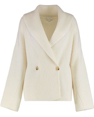 Vince Cappotto in maglia drappeggiata in misto lana - Neutro