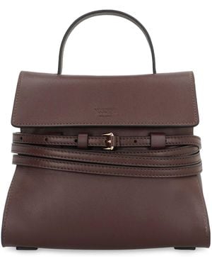 Moschino Tie Me Small Leather Handbag - Brown
