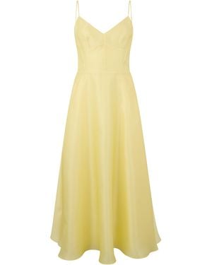 Alberta Ferretti Abito Svasato in Raso - Giallo