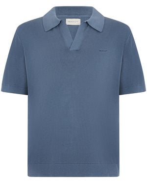 GANT Cotton Polo With Short Sleeves - Blue