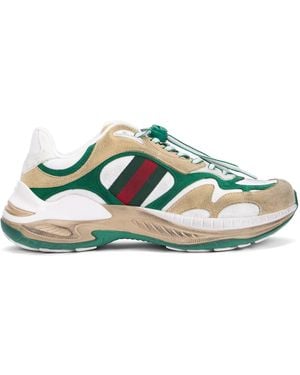 Gucci Trainers Made Of Fabric And Leather Accents - Green