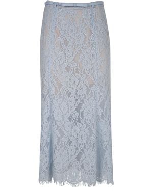 Self-Portrait Broderie Midi Skirt - Gray