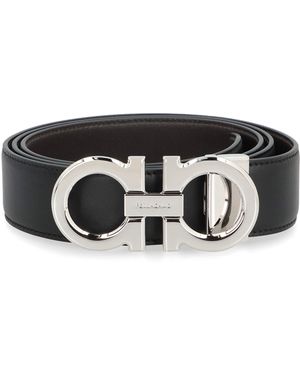 Ferragamo Cintura reversibile Gancini in pelle - Nero