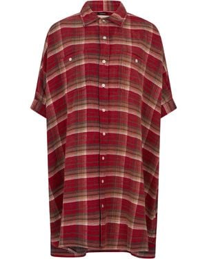 R13 Abito Chemisier in Plaid - Rosso
