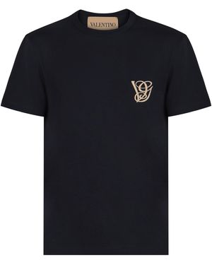 Valentino Garavani Cotton T-Shirt With Patch Vg - Black