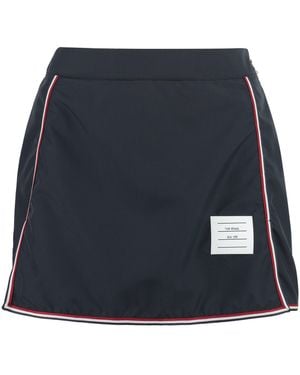 Thom Browne Technical Fabric Mini-Skirt With Contrasting Edges And Front Slit For - Blue