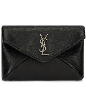 Saint Laurent Cardholder Envelope With Decoration Cassandre - Black