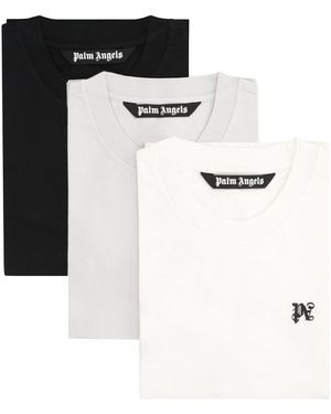 Palm Angels Set Of Three Crew-Neck T-Shirts - Black