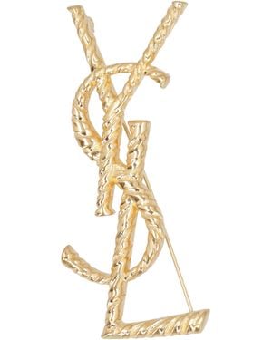 Saint Laurent Opyum Ysl-Tone Brass Brooch - Metallic