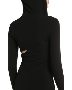 Versace Asymmetrical Neckline Mini Dress - Black