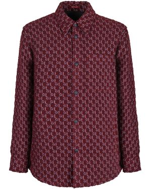 Gucci Burgundy Boucle Padded Shirt - Purple