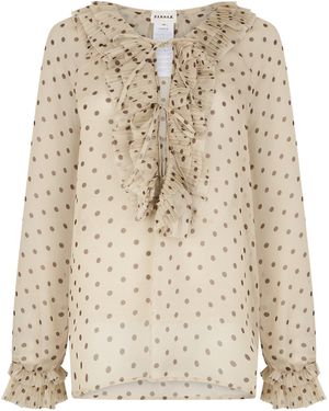 P.A.R.O.S.H. Polka Dot Polyester Blouse - Natural