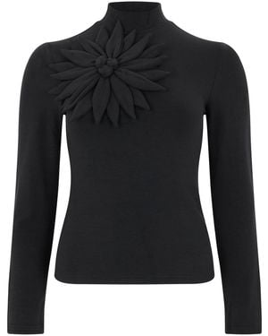 FARM Rio Top With Long Sleeves And Floral Application - Black