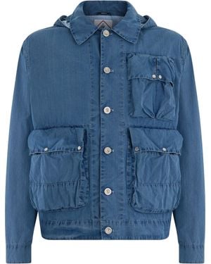 C.P. Company Jacket With Hood And Applied Pockets - Blue