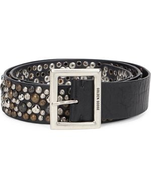 Golden Goose Leather Belt With Studs - Grey