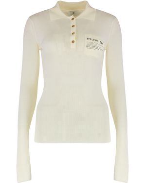 Elisabetta Franchi Long Sleeve Polo Shirt - White