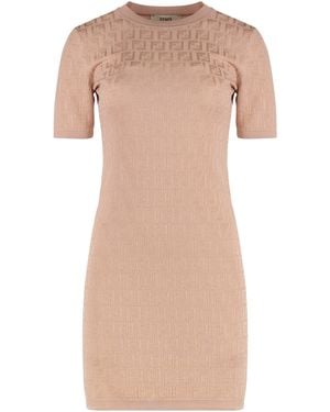Fendi Knitted Jacquard Dress - Pink