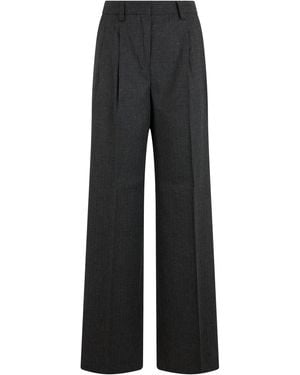 Slowear Wide Striped Cotton Trousers - Black