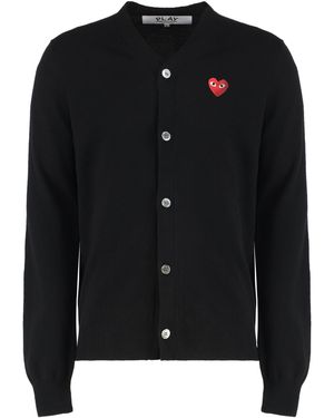 COMME DES GARÇONS PLAY Wool Cardigan - Black