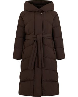 Moorer Long Coat With Hood - Brown