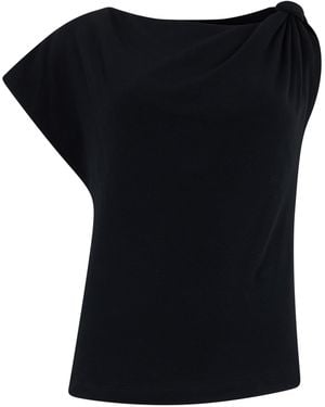 Pinko Cotton T-Shirt, Wide Neckline - Black