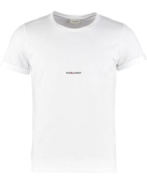 Saint Laurent Logo Cotton T-Shirt - White