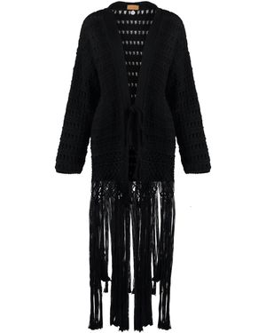 Alanui Love Letter To India Cotton Cardigan - Black