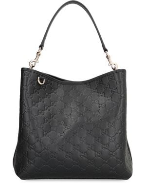 Gucci Borsa a secchiello GG Emblem in pelle - Nero