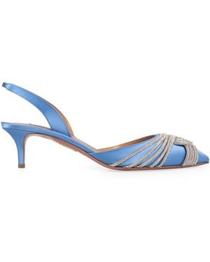 Aquazzura 50Mm Gatsby Slingback Court Shoes - Blue