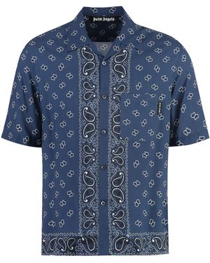 Palm Angels Paisley-print Bowling Shirt - Blue