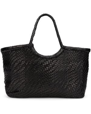 Dragon Diffusion Woven Leather Shopping Bag - Black