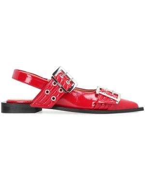 Ganni Feminine Buckle Faux Leather Slingback Pumps - Red