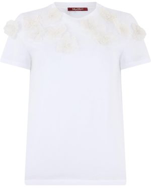 Max Mara T-Shirt With Floral Applications - White