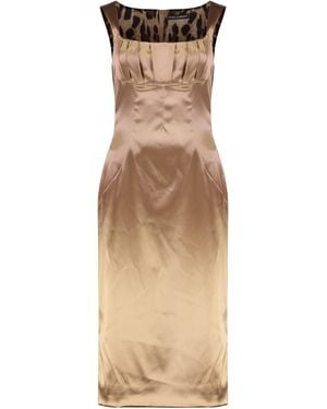 Dolce & Gabbana "Stretch Satin Long Dress" - Natural