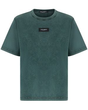 Dolce & Gabbana Cotton T-Shirt With Logo - Green