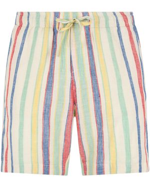 GANT Linen Shorts With Stripes - White