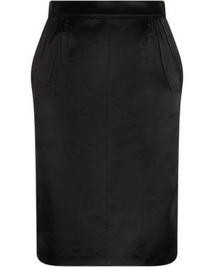 Saint Laurent Gonna a tubino in pelle - Nero