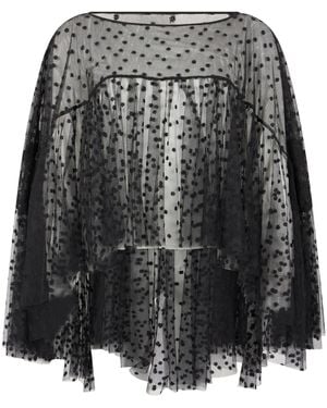Alberta Ferretti Blusa in pizzo con scollo a barca - Grigio