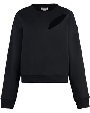 McQueen Cotton Crew-Neck Sweatshirt - Black