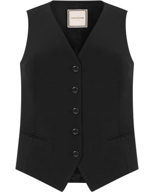 0205 Tagliatore Gilet With Buttons - Black