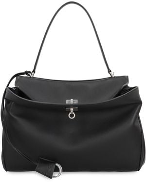 Balenciaga Rodeo Media Leather Handbag - Black