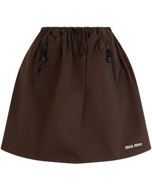 Miu Miu Gonna in gabardine con tasche - Marrone